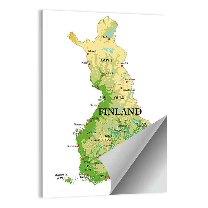 Finland Relief Map Wall Art as a poster print