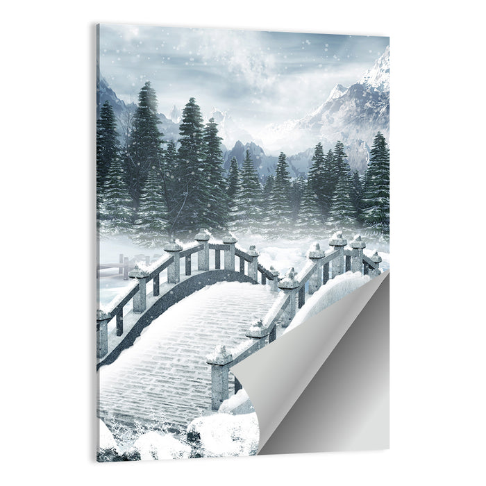 Frozen Lake with Stone Bridge Wall Art as a poster print