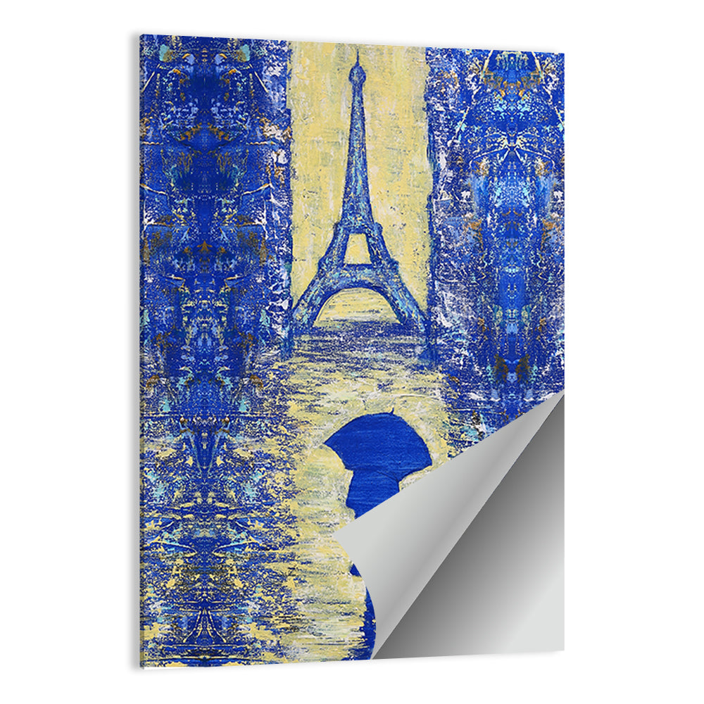 Woman Walking To The Eiffel Tower Wall Art