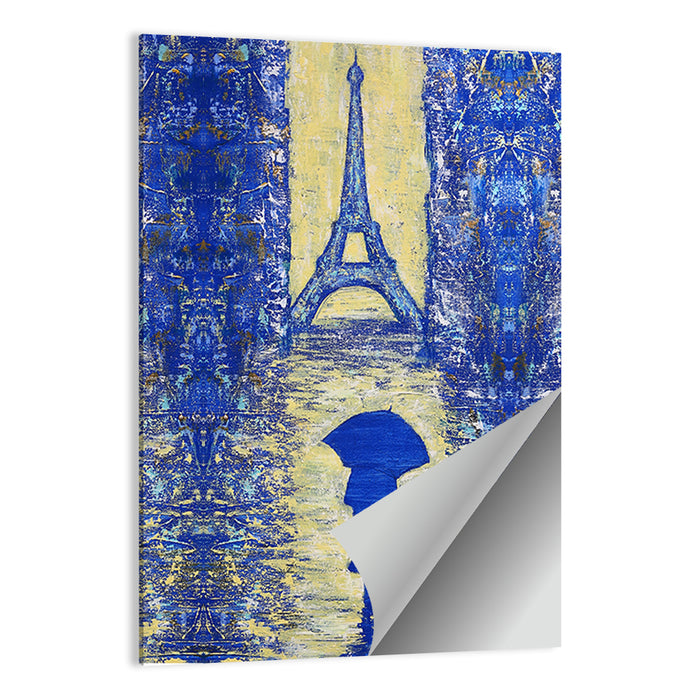 Woman Walking to the Eiffel Tower Wall Art as a poster print