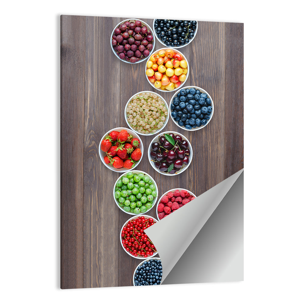 A Set Of Berries In The Round Plates Wall Art