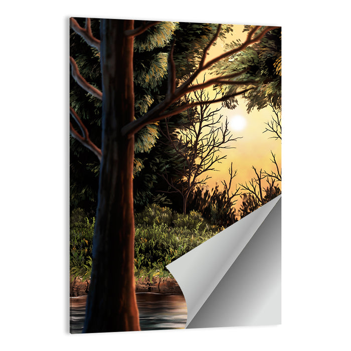 Golden Hour Lake in the Woods Wall Art as a poster print