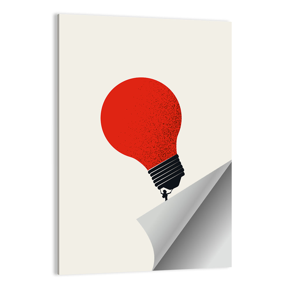 Person Holding Red Lightbulb Wall Art