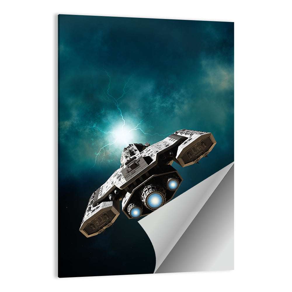Spaceship In Deep Space Wall Art