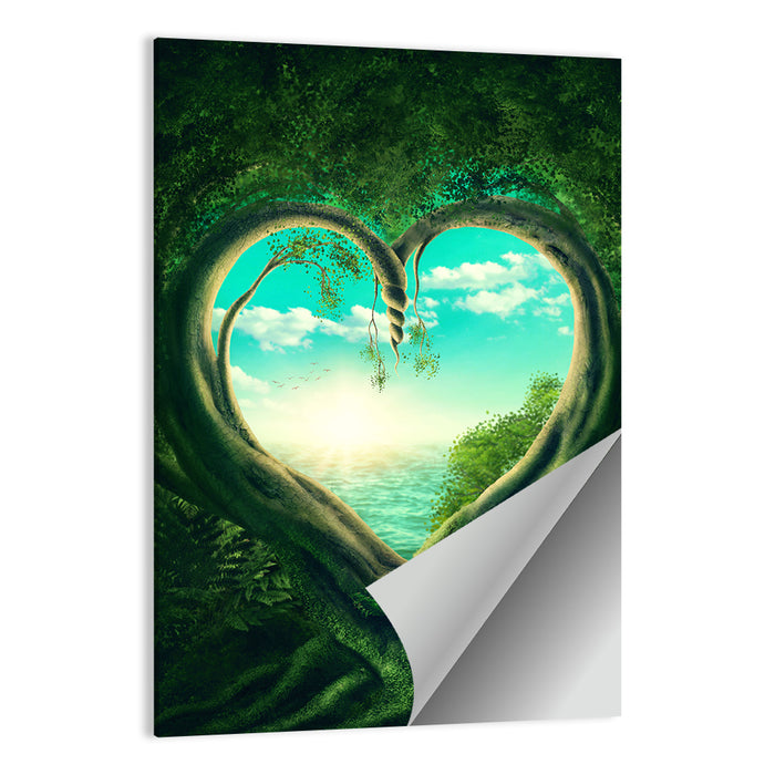 Two Trees Forming a Heart Wall Art as a poster print