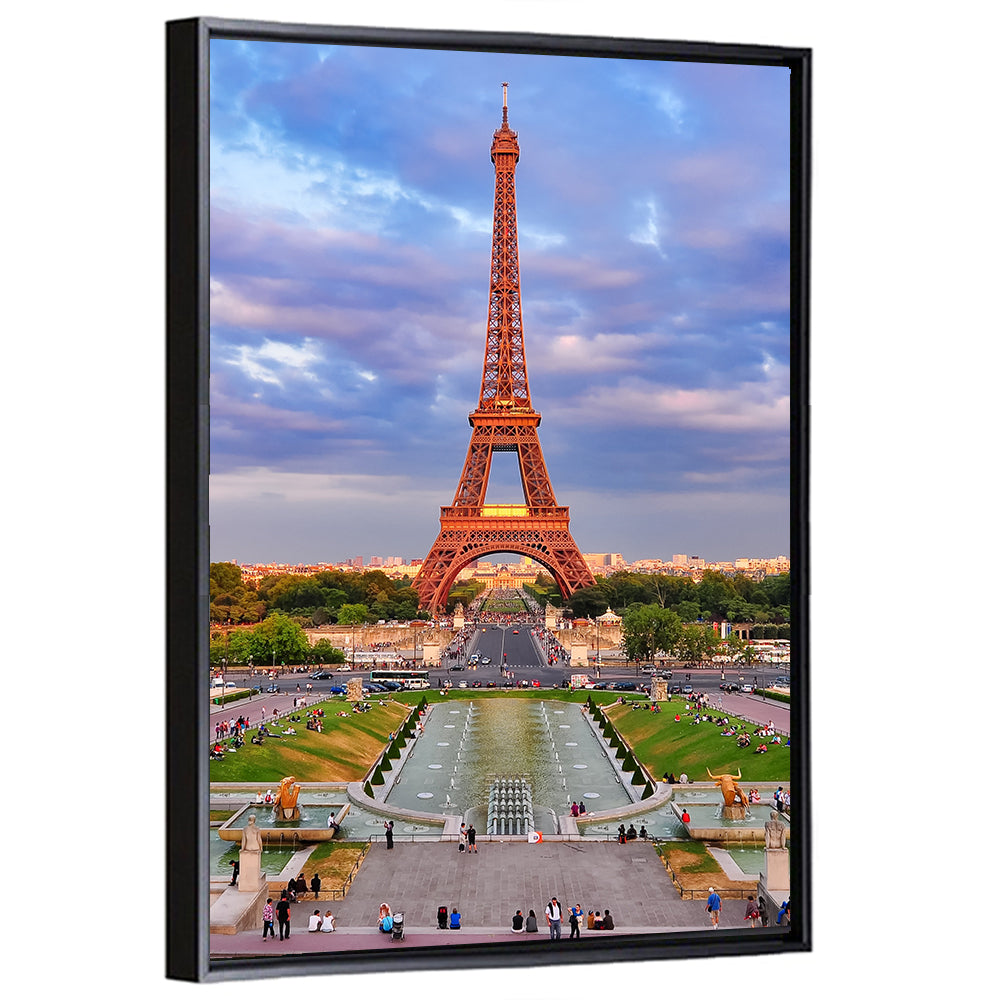 Eiffel Tower At Cloudy Sunset Wall Art