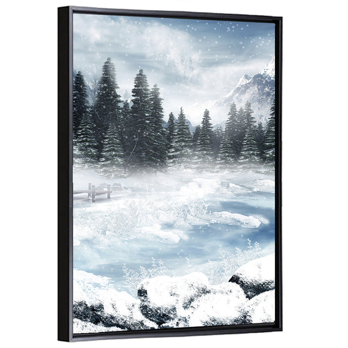 Frozen Lake Wall Art as a framed canvas