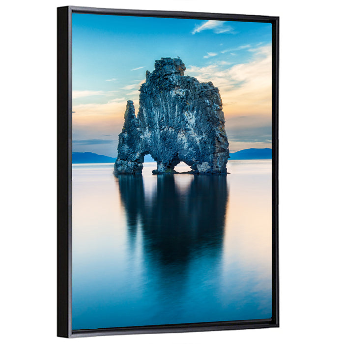 Hvítserkur Sea Stack, Hvammstangi Iceland Wall Art as a framed canvas