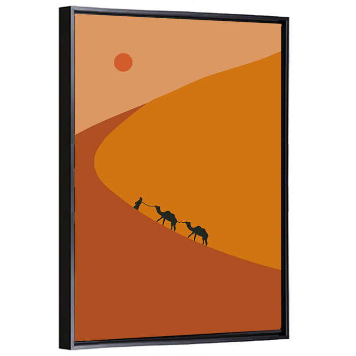 Minimalist Desert Caravan Wall Art as a framed canvas