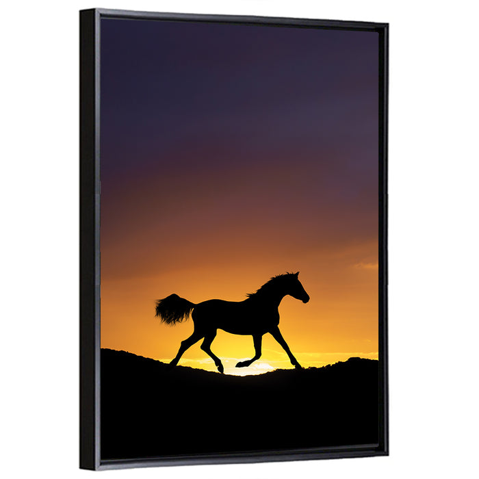 Running Horse Silhouette Wall Art as a framed canvas