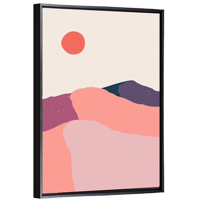 Boho Desert Sunset Wall Art as a framed canvas
