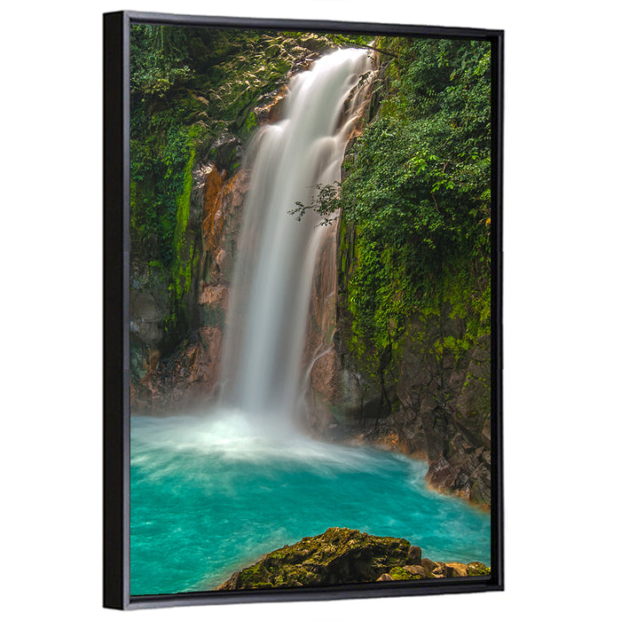 Rio Celeste Waterfall Wall Art as a framed canvas