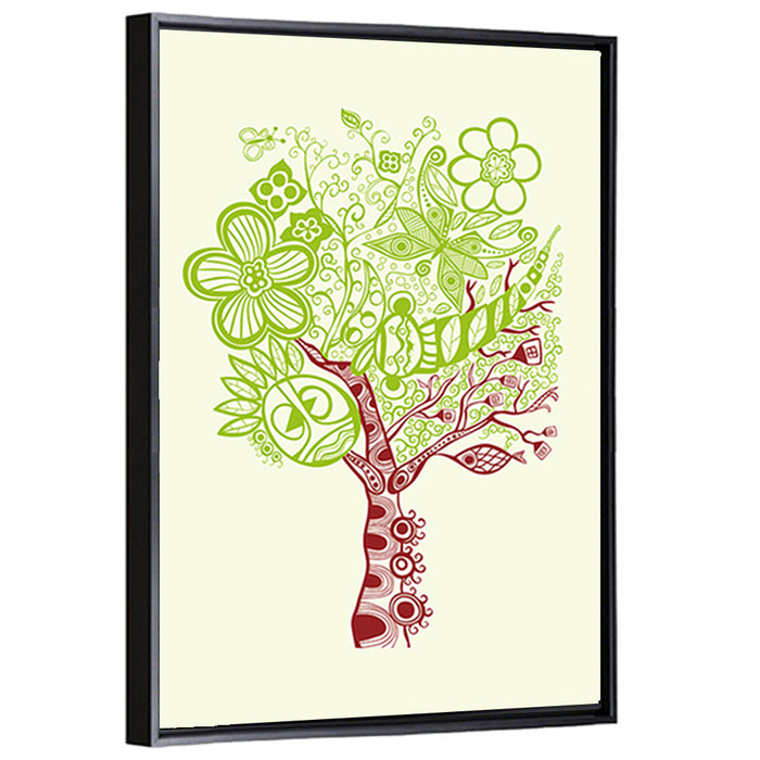 Surreal Tree with Sun Face Wall Art as a framed canvas