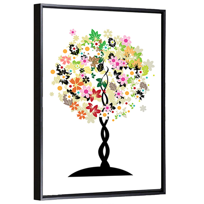 Braided Trunk Floral Tree Illustration Wall Art as a framed canvas