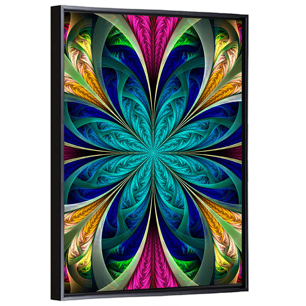 Multicolored Fractal Flower Wall Art