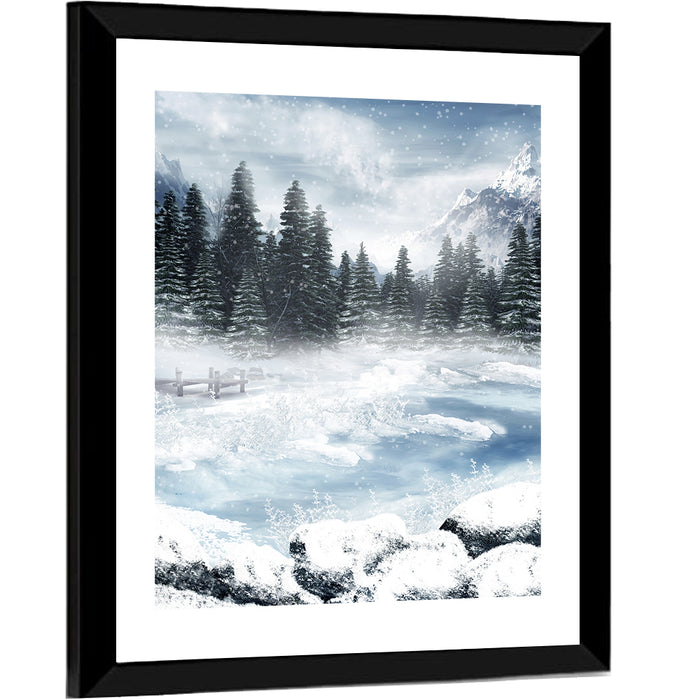 Frozen Lake Wall Art as a framed print