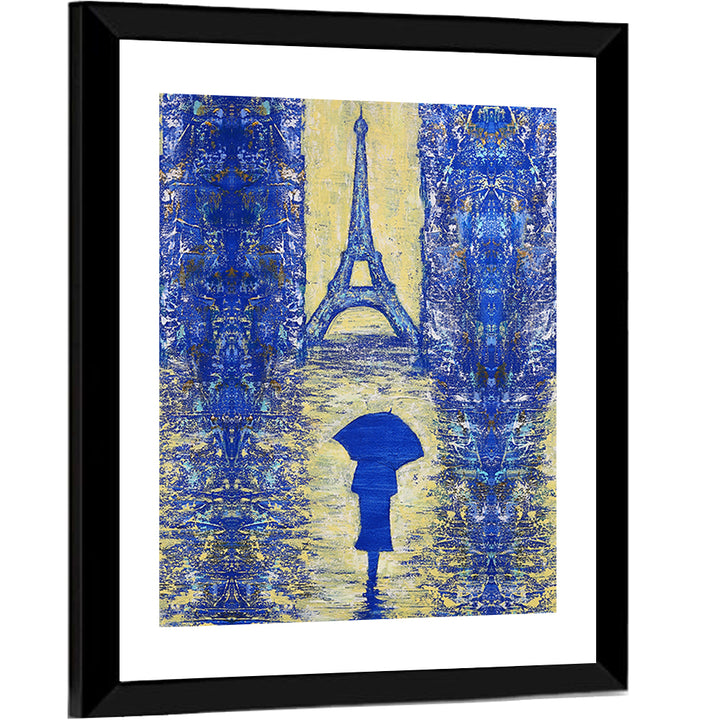Woman Walking to the Eiffel Tower Wall Art
