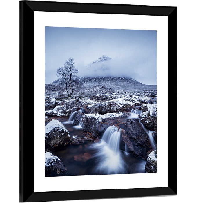 Buachaille Etive Mor Winter Mountain Wall Art as a framed print