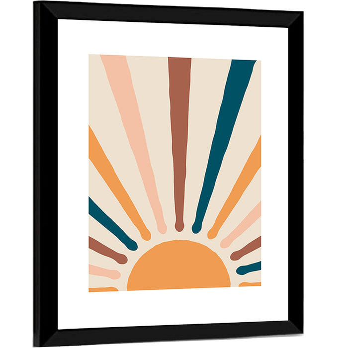 Boho Sunburst Abstract Wall Art as a framed print
