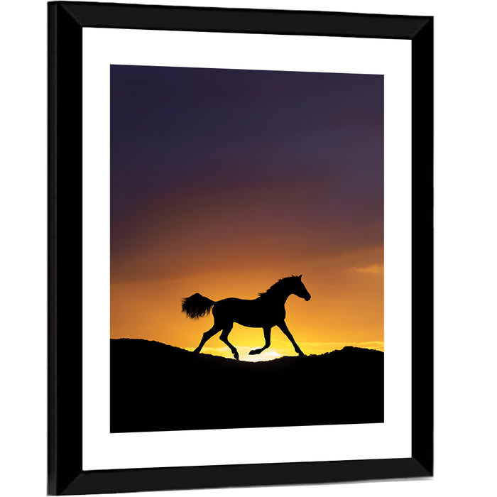 Running Horse Silhouette Wall Art as a framed print