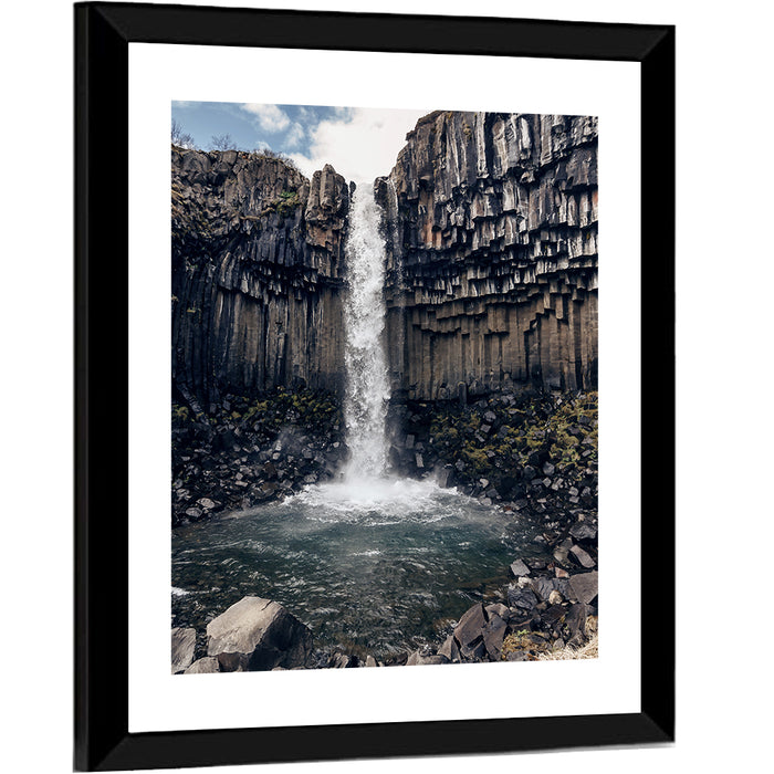Svartifoss Basalt Waterfall Wall Art as a framed print