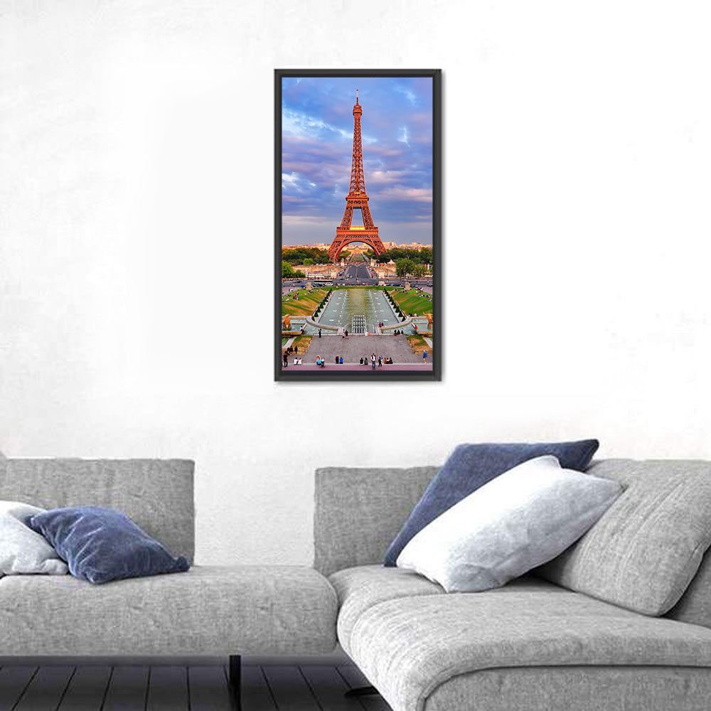 Eiffel Tower At Cloudy Sunset Wall Art