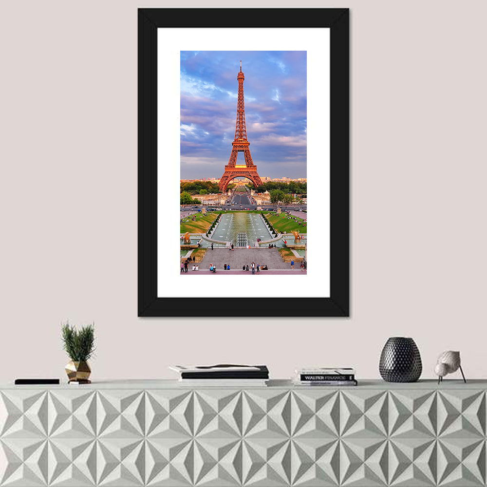 Eiffel Tower At Cloudy Sunset Wall Art
