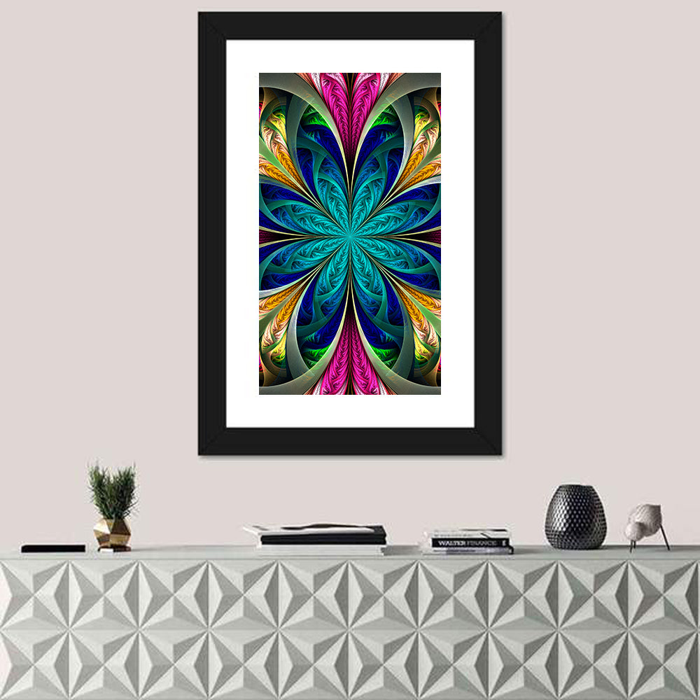 Multicolored Fractal Flower Wall Art