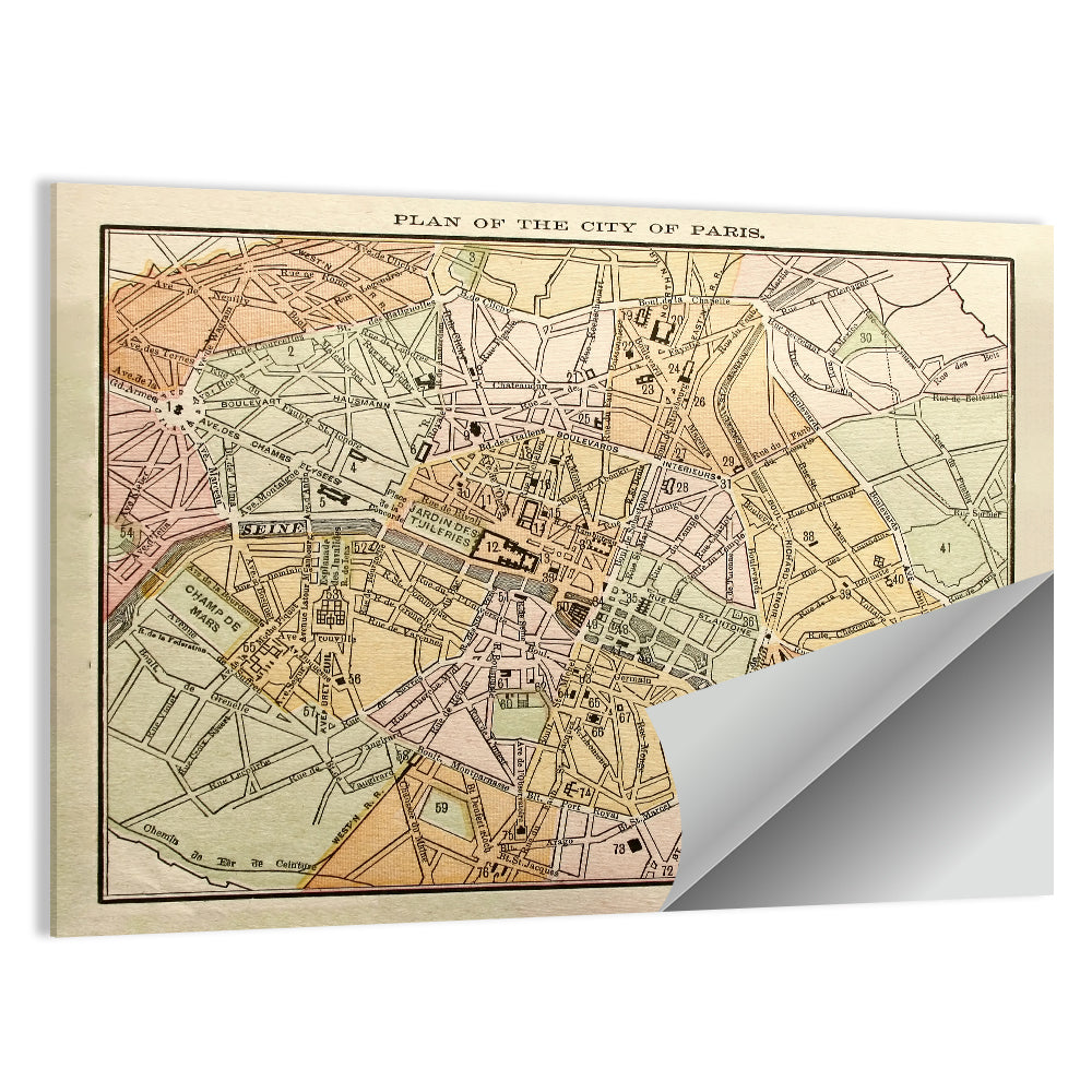 Paris City Map Wall Art