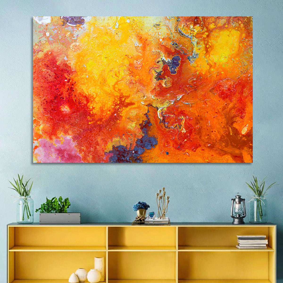 Abstract Red Painted Texture Wall Art
