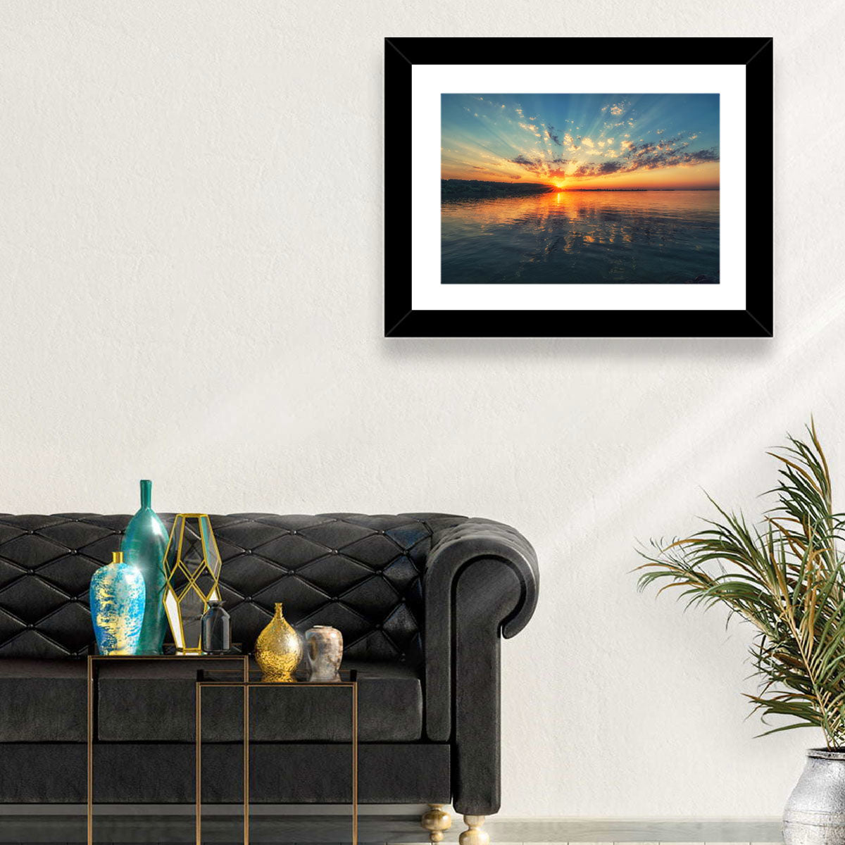 Sunset Over River Wall Art