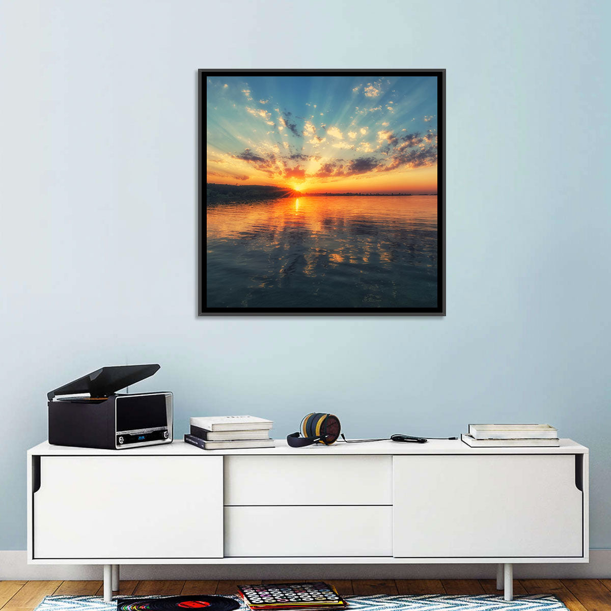 Sunset Over River Wall Art