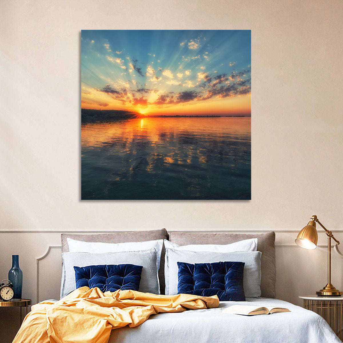 Sunset Over River Wall Art