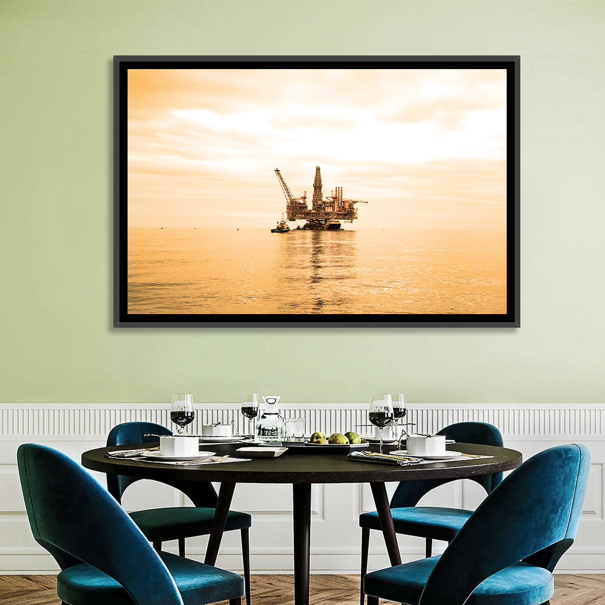 Oil Rig Sunset Wall Art