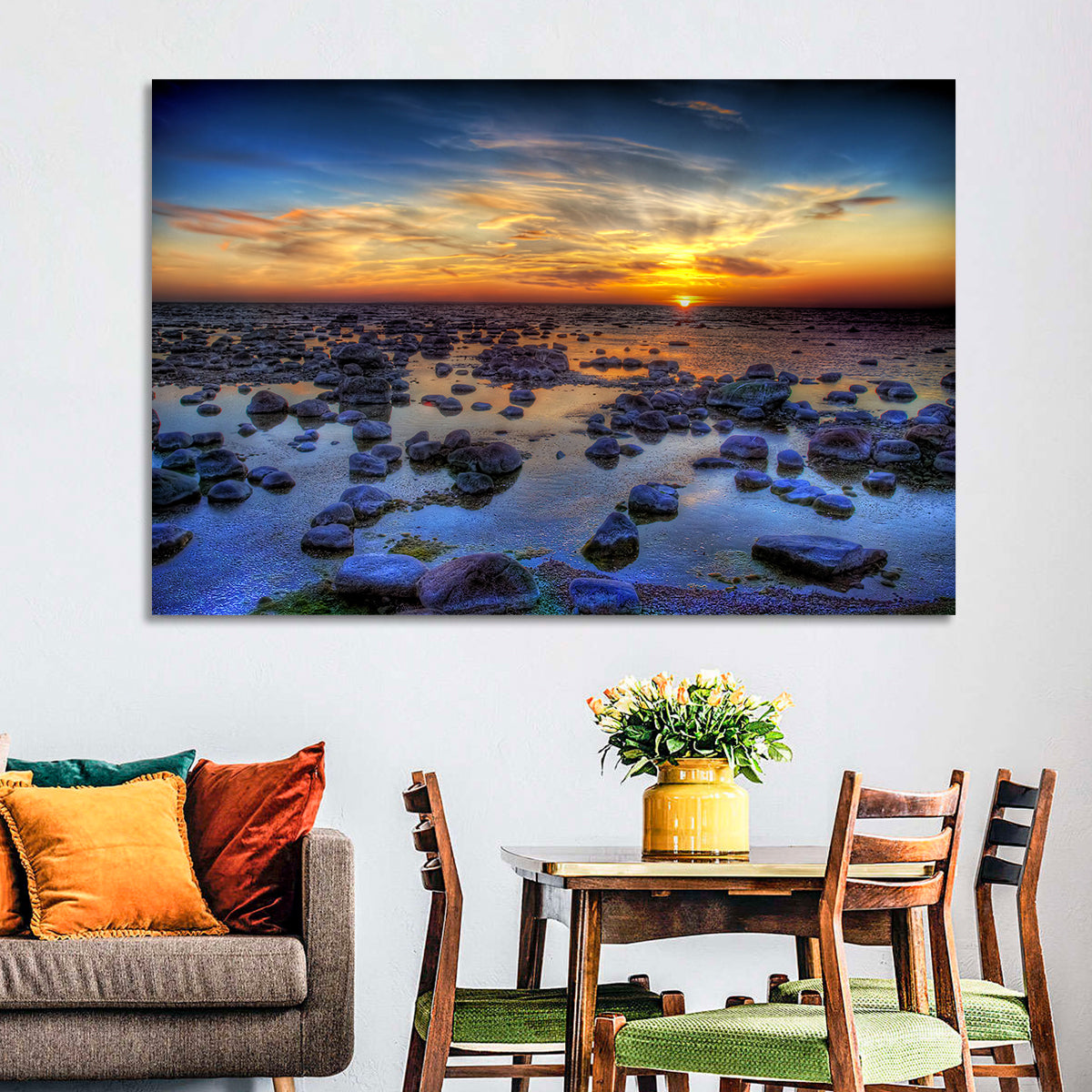 Sea Stones Sunset Wall Art