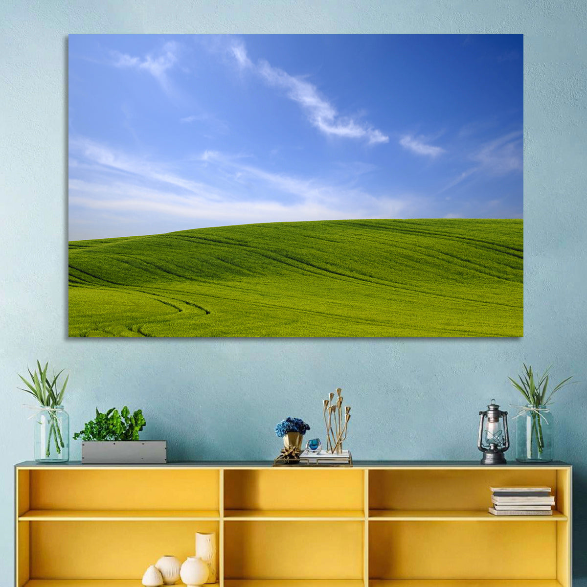 Green Hill And Blue Sky Wall Art