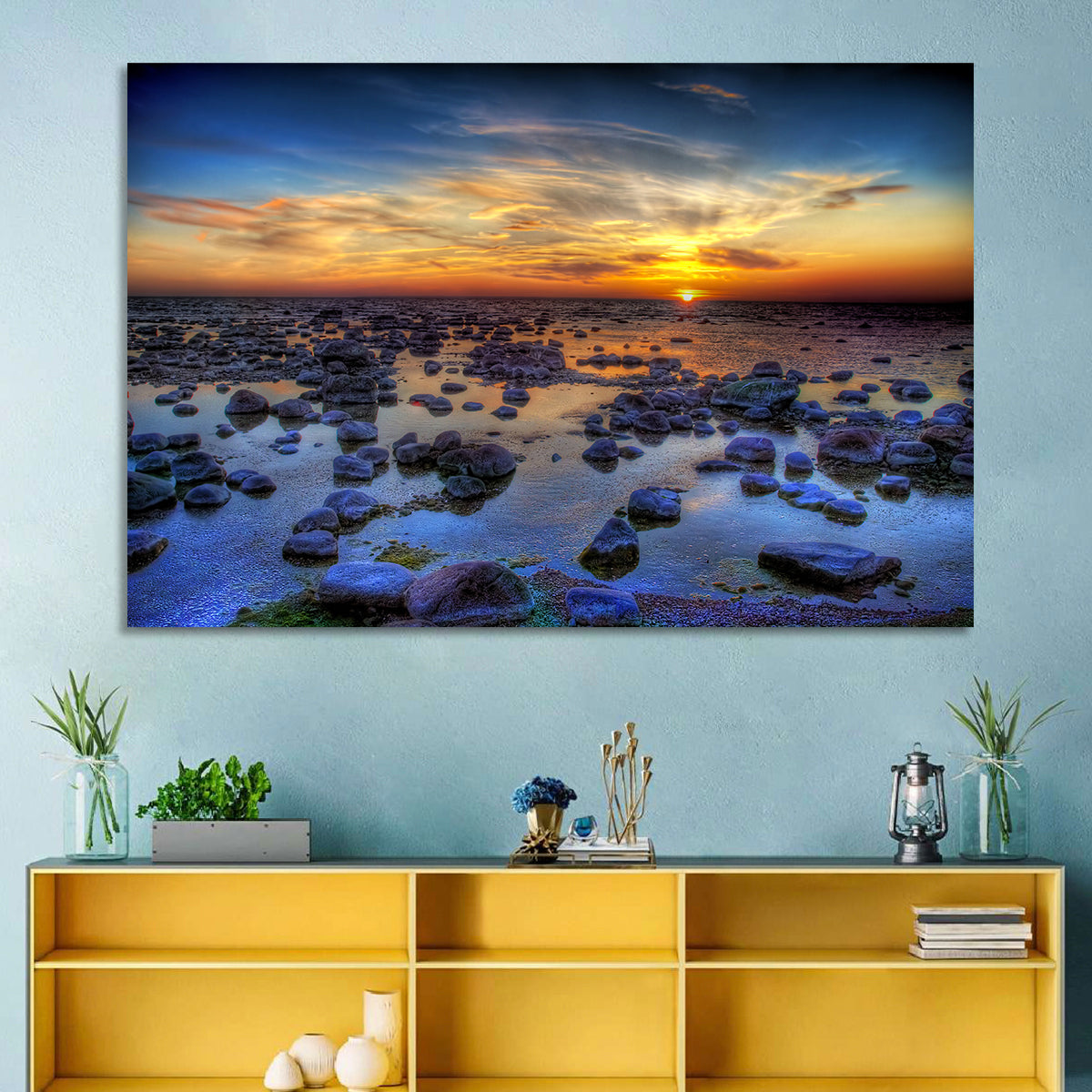 Sea Stones Sunset Wall Art