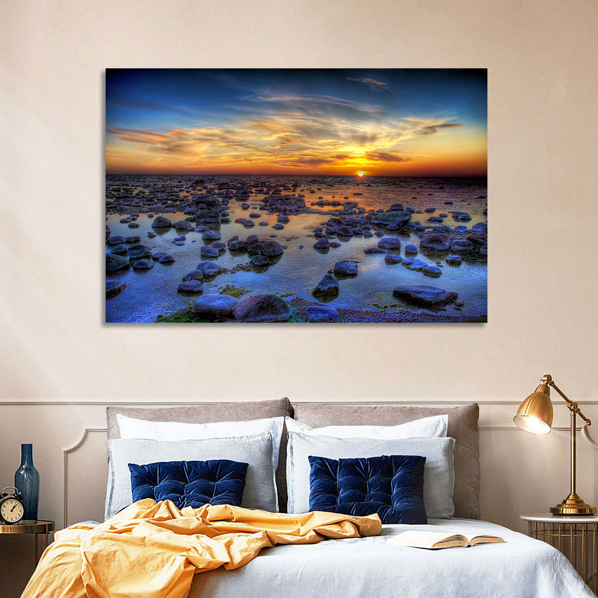 Sea Stones Sunset Wall Art