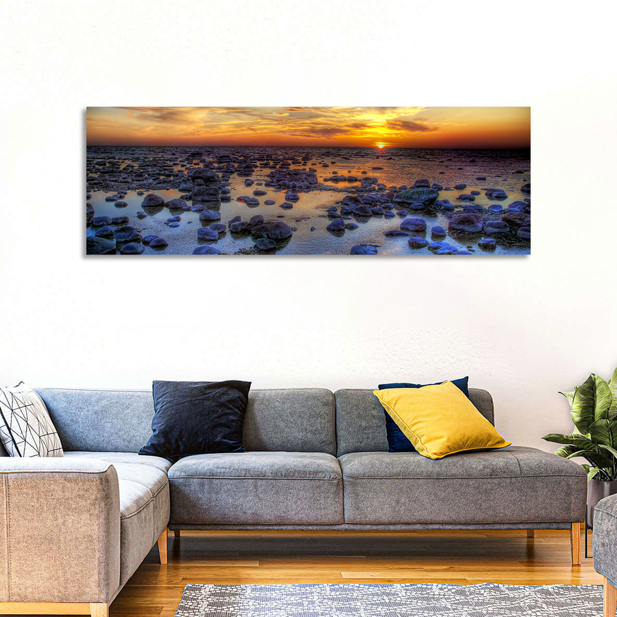 Sea Stones Sunset Wall Art