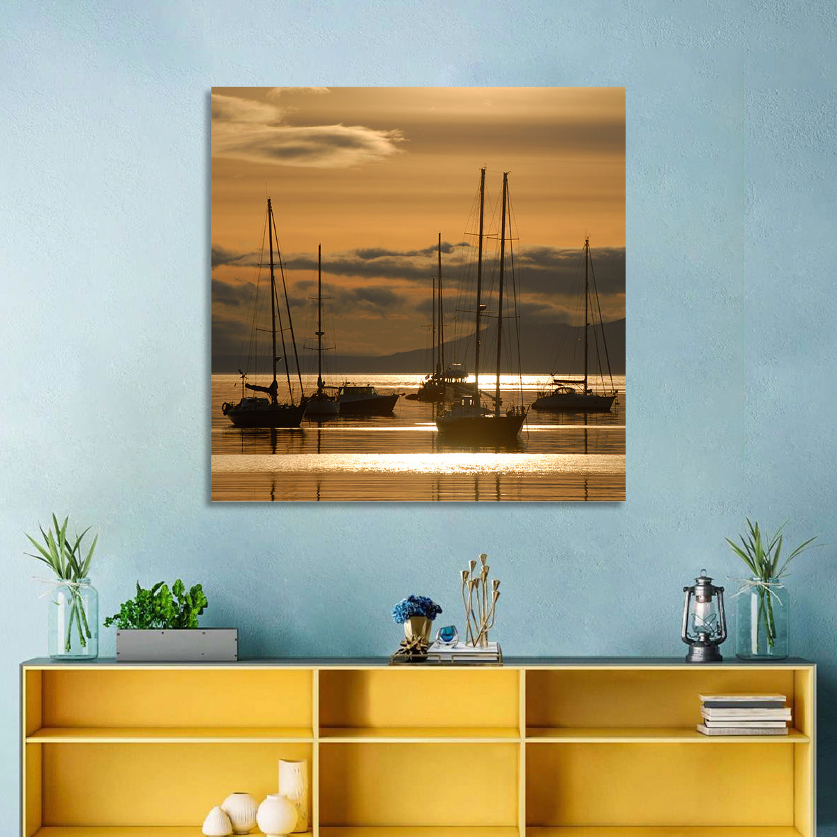 Boats at Sunrise Wall Art