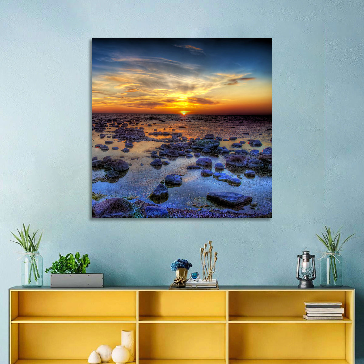 Sea Stones Sunset Wall Art