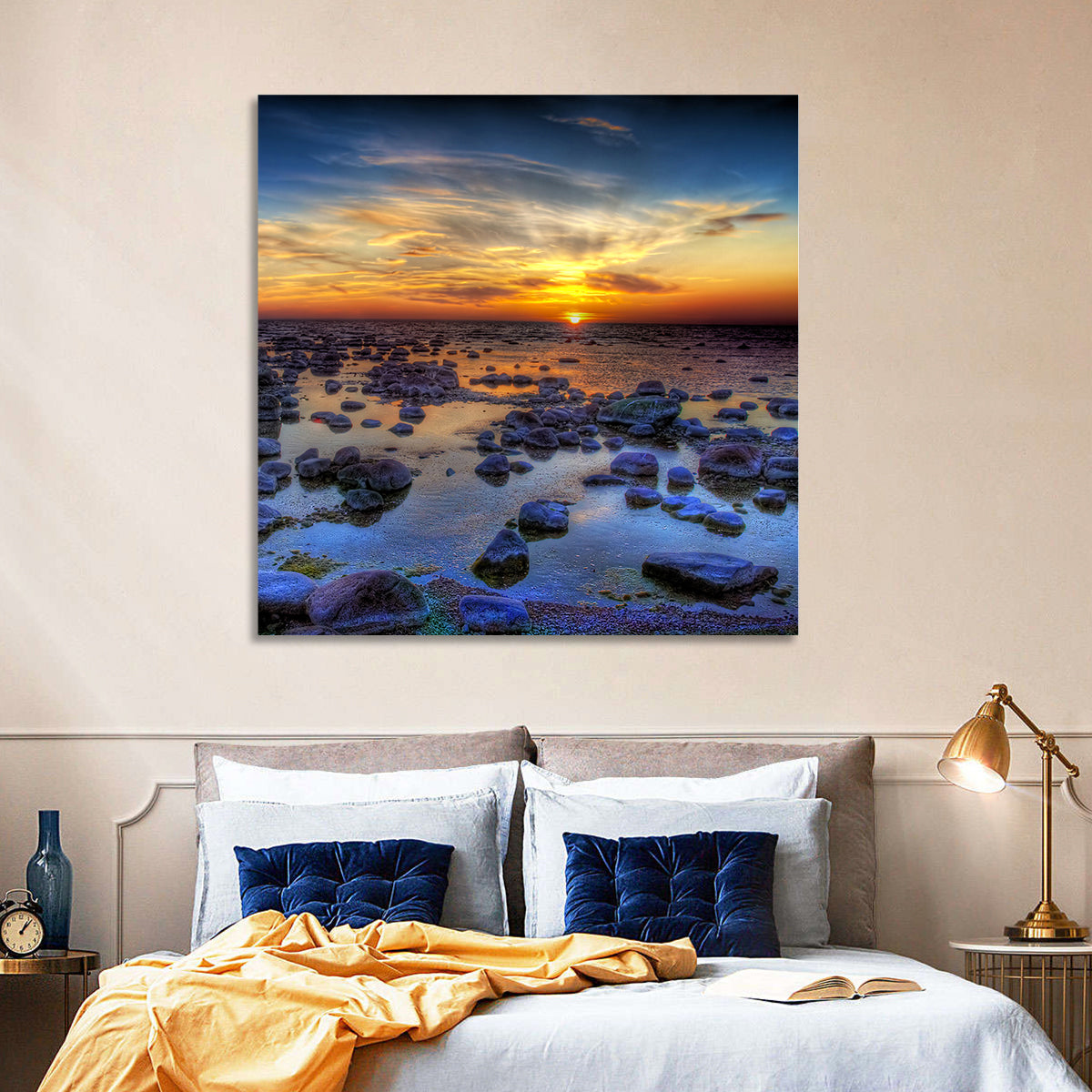 Sea Stones Sunset Wall Art