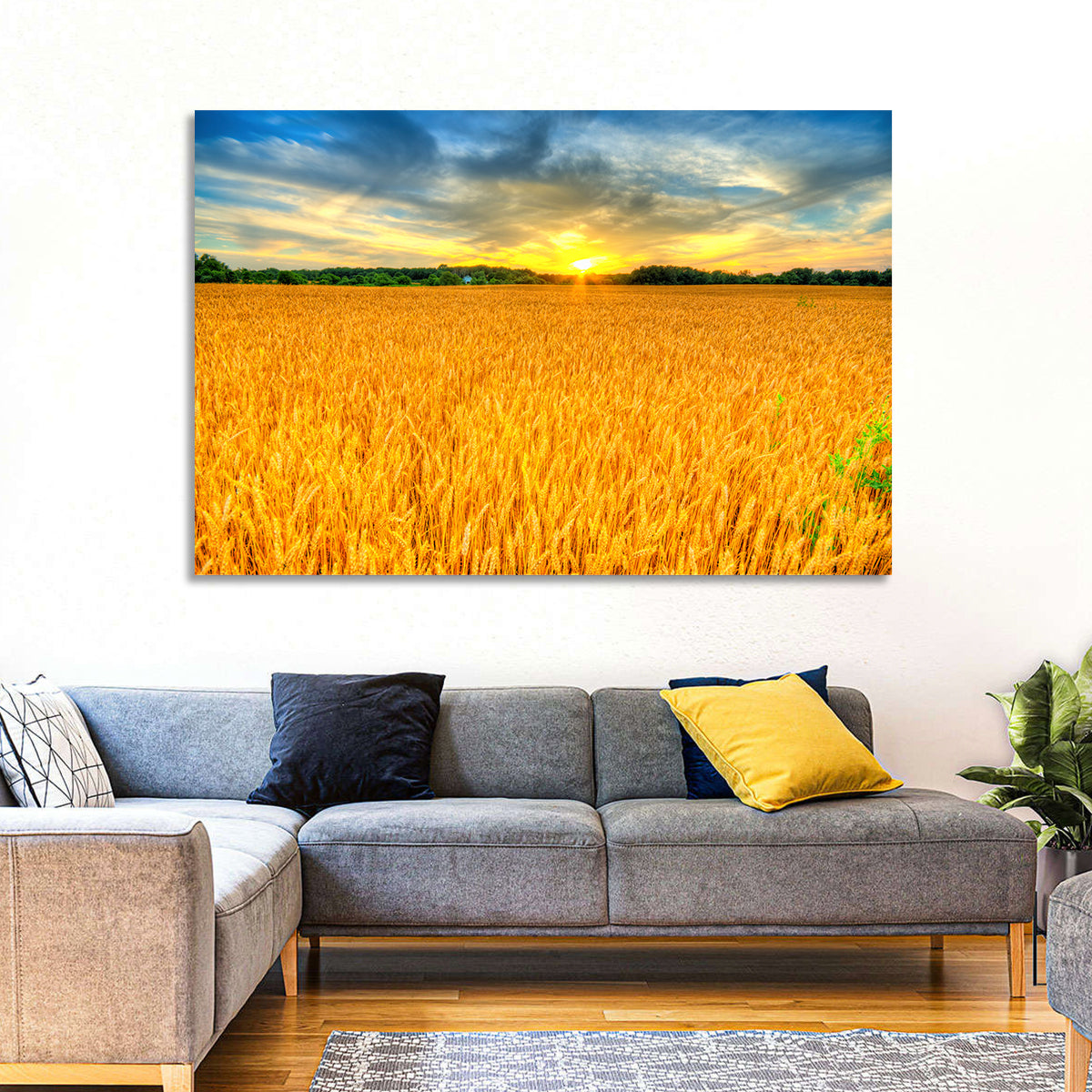 Wheat Field Sunset Wall Art