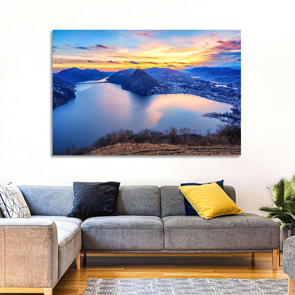 Lake Lugano Sunset Wall Art