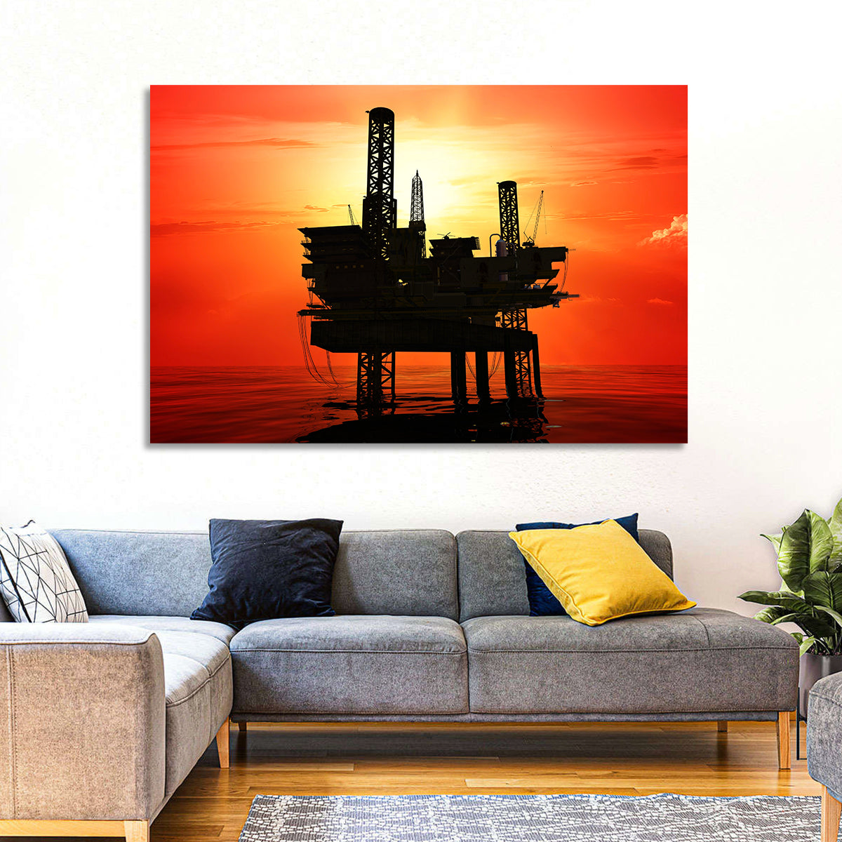 Oil Rig Silhouette Wall Art