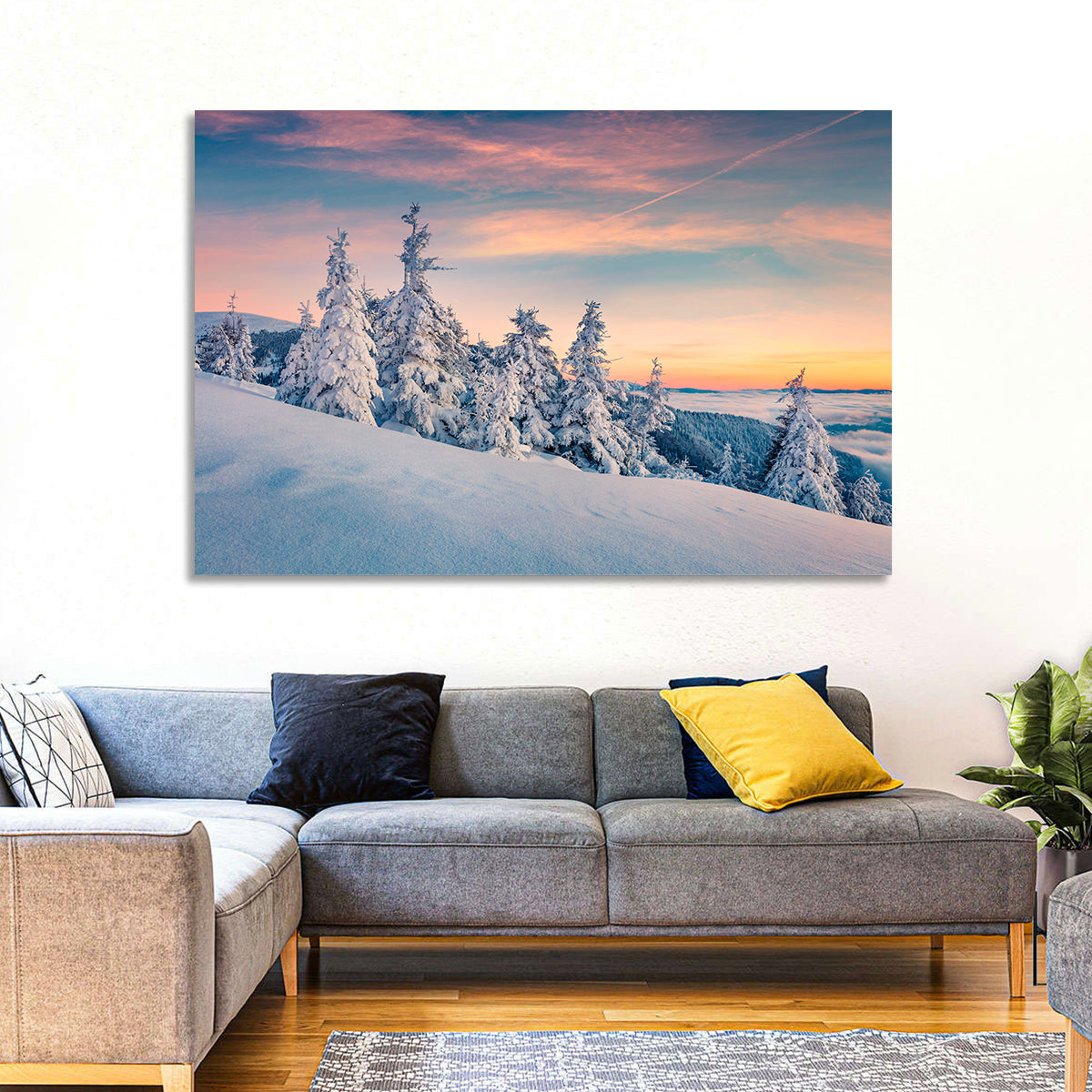 Snowy Carpathian Sunset Wall Art