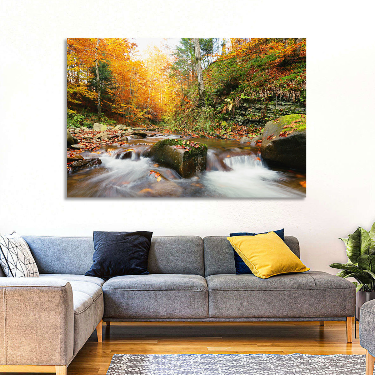 Autumn Forest Stream Wall Art