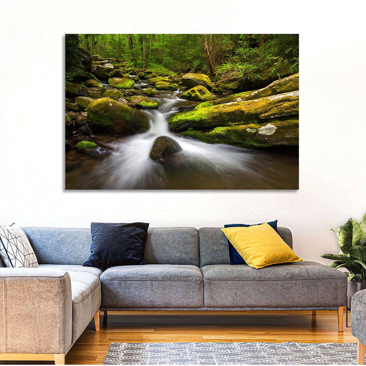 Green Forest Stream Wall Art