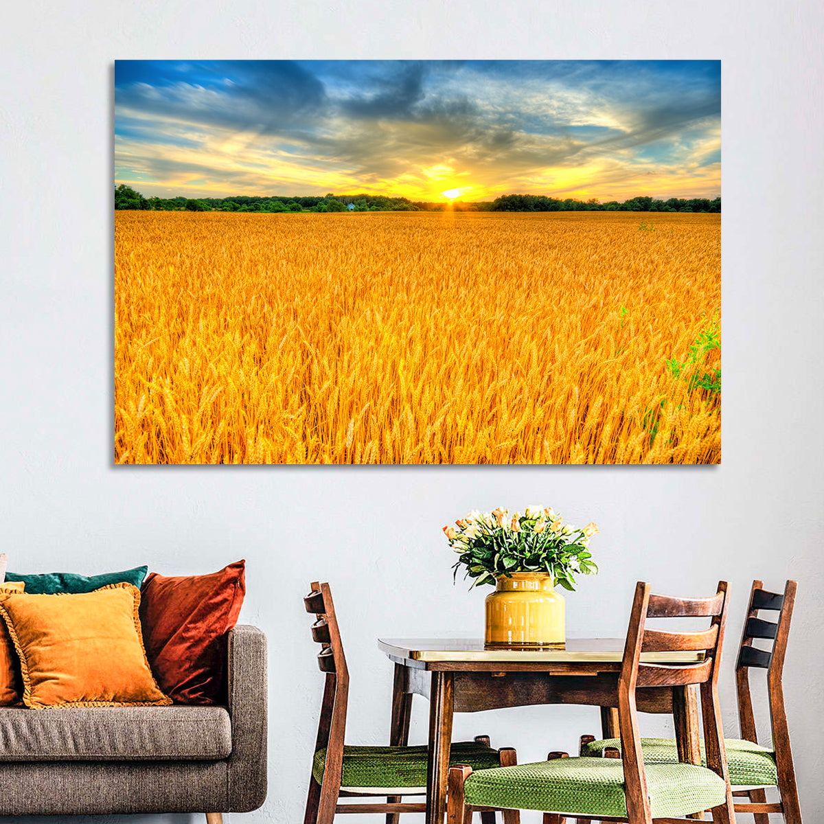 Wheat Field Sunset Wall Art