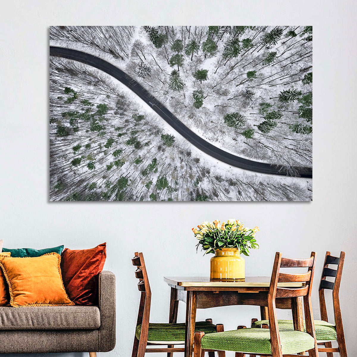 Snowy Forest Road Wall Art